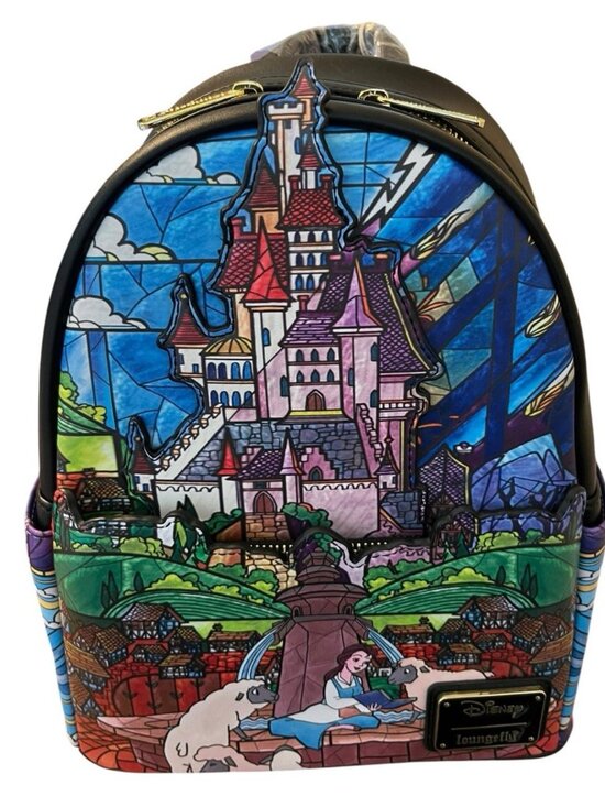 Loungefly Beauty and the Beast Belle Castle Mini Colorful Scene Backpack NWT main image 8